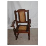 VTG wooden childs rocking chair-wicker back