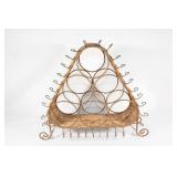 Wood and Wicker 6 Bottle Tabletop Wine Holder
