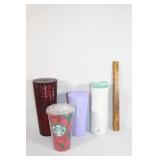 Four Starbucks drinking glasses