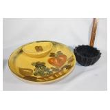 Large LA chip platter,Hyalyn black bowl