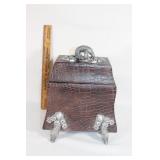 Heavy faux leather trinket box-gator detail