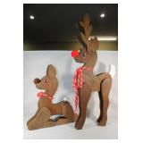 Pair of Large Wood Reindeer Decor
