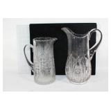 Two heavy VTG cut glass pitchers