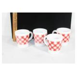 Four VTG checkered Hazel Atlas mugs