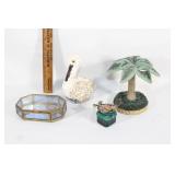 Two small trinket boxes,shell pelican,