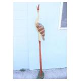 Large leggy wooden decorative curious bird