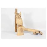 Hand carved drift wood statue-owl