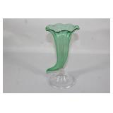 Stueben? Vaseline glass cornucopia vase