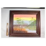 Highway man style framed oil on canvas