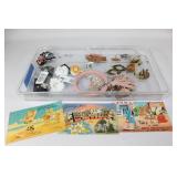 Misc Lot - Earrings, Postcards, Smashed Pennies et