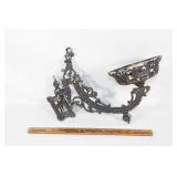 Antique cast iron lantern holder sconce
