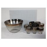 MCM Dorothy Thrope Siver fade punch bowl/glasses