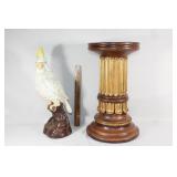 VTG Heavy plaster parrot statue with stand