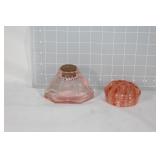 VTG pink glass flower frog small vase