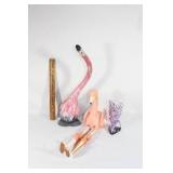 Hand painted Flamingo gourd,Wooden Flamingo,