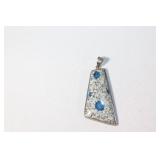 Azurite in Quartz Large Pendant - Sterling Silver