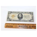 Gold Certificate 1928 20 dollar bill