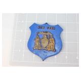 Antique Blue New York Bumber Car Plaque