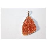 Natural Druze Citrine Sterling Silver Pendant