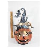Metal Jack o lantern witch candle holder