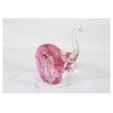 Handblown Pink Glass Elephant Paperweight