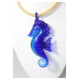 Hand blown glass sea horse charm