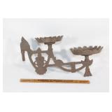 Antique cast iron lantern holder sconce