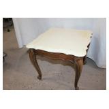 Small Wood and Marble Side Table