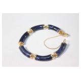 14kt Gold Lapis Lazuli Chinese Good Luck Bracelet