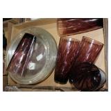 Vintage purple glasses and clear plates