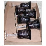 6 Ruby red cut glass glasses