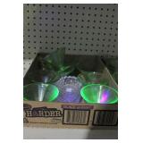 Green vaseline glass sherbet bowls