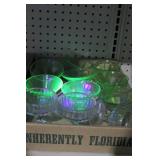 Green vaseline glass sherbert bowls-Clear glass