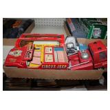 Large lot of vintage toy trucks,circus jeep