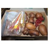 Vintage swivel sticks, vintage wooden fruit