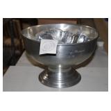 Vintage 1970s Woodbury Pewter punch bowl with cups