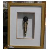 Hand carved African mask framed