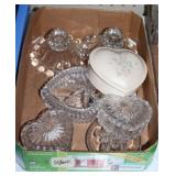 Large lot of glass heart containers