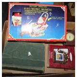 Vintage thermastat, Christmas musical santa, etc.