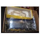 Metal Lenox platter, vintage moccasins