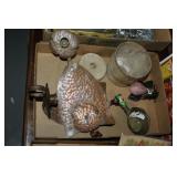 Copper wall sconces, stone pear, etc.