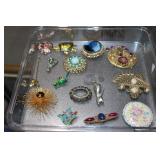 Large lot of costume jewelry-brooches