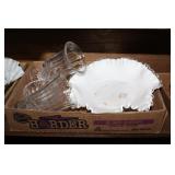 Fenton bowl, Crystal vase, etc.