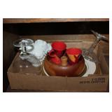 Small Fenton bowl, Hand carved bowl, etc.