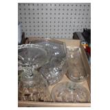 Antique clear glass compote bowl, misc clear glass