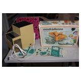 Julienne in box, vintage ice crusher in box