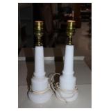 Pair of vintage milk glass lamps