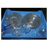 Vintage clear glass plates, compote bowl etc.