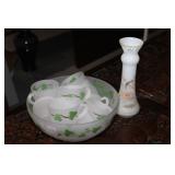 Vintage Ivy Glass punch bowl set-vase, peru