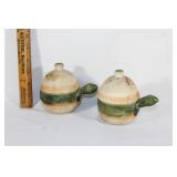 Set of VTG Japanese clay teacups with lids